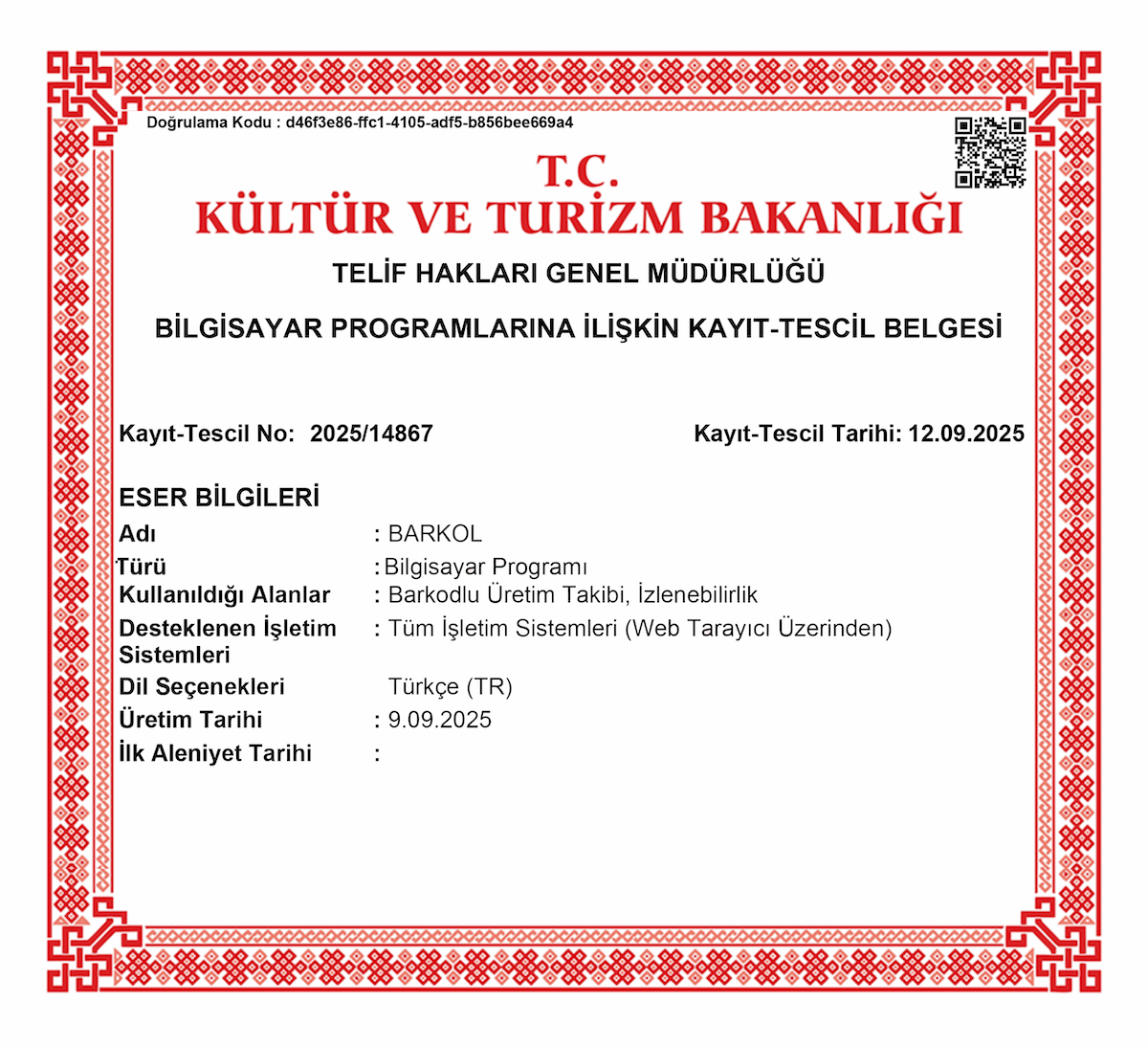 BARKOL Yazılım Belgesi